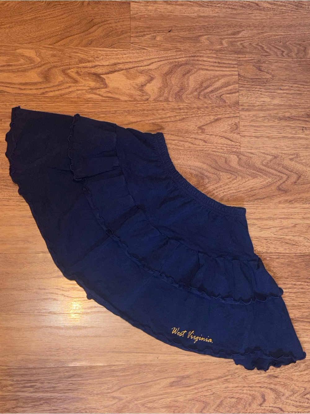 Girls Navy Ruffle Skirt with West Virginia Embroidery